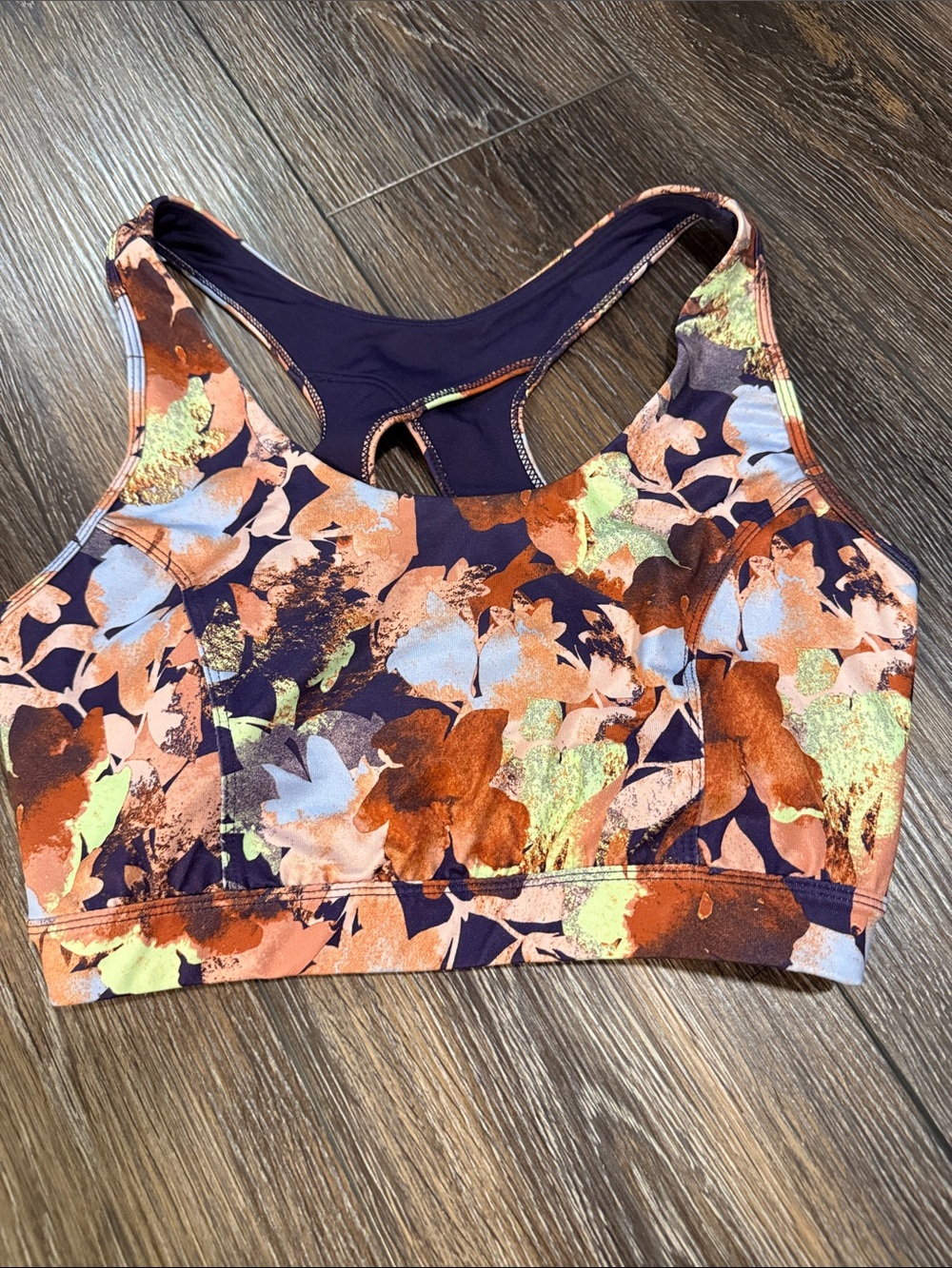 Women’s Floral Print Sports Bra - Navy & Rust Tek Gear XXL
